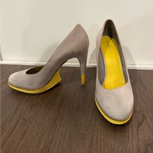 Cole Haan Grey and Yellow Heels